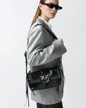 Soft Love Slouchy Fringe Shoulder Bag / Black