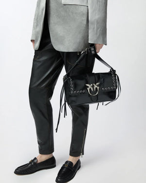 Soft Love Slouchy Fringe Shoulder Bag / Black