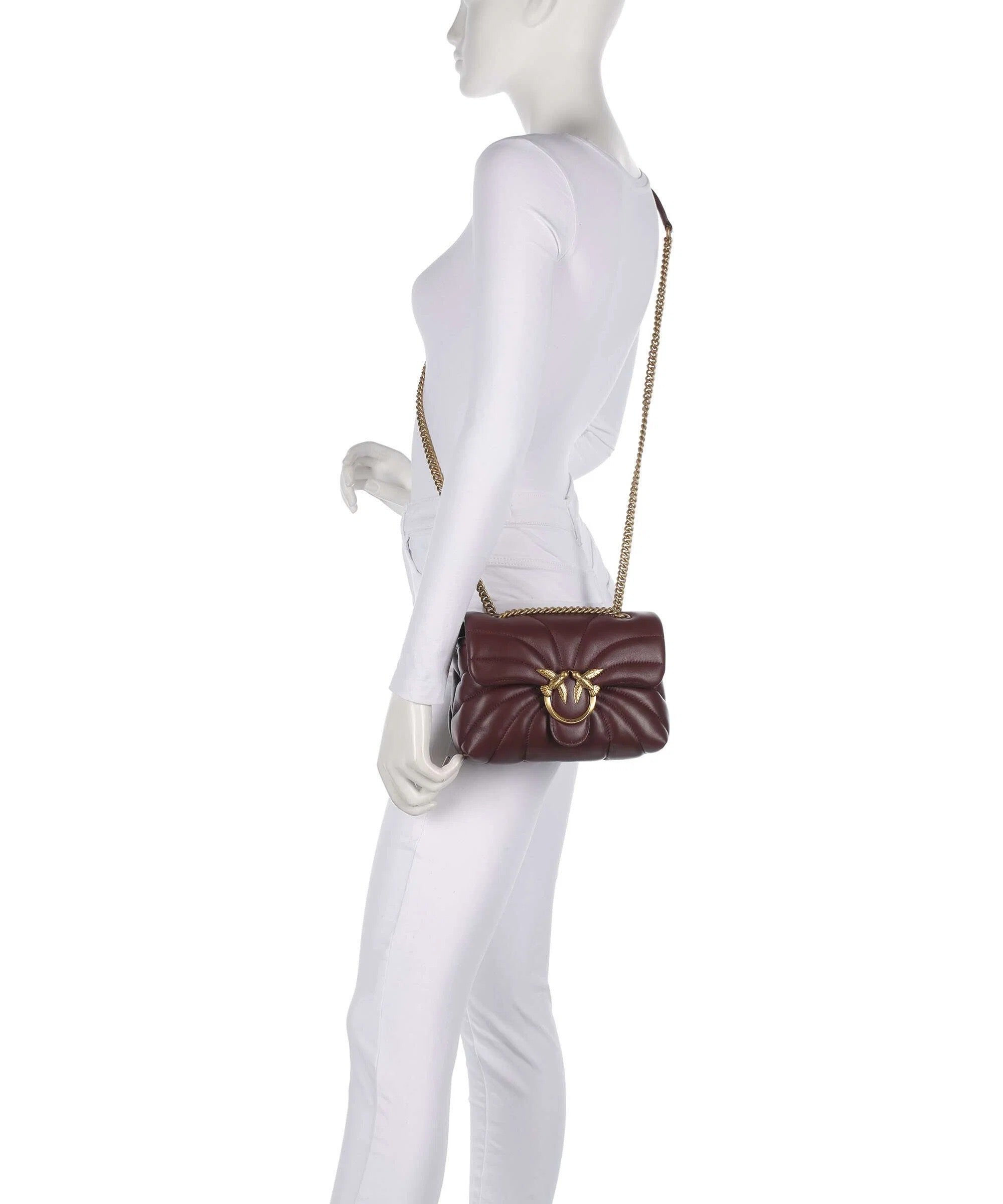 Love Puff Mini Shoulder bag sheepskin leather burgundy wine