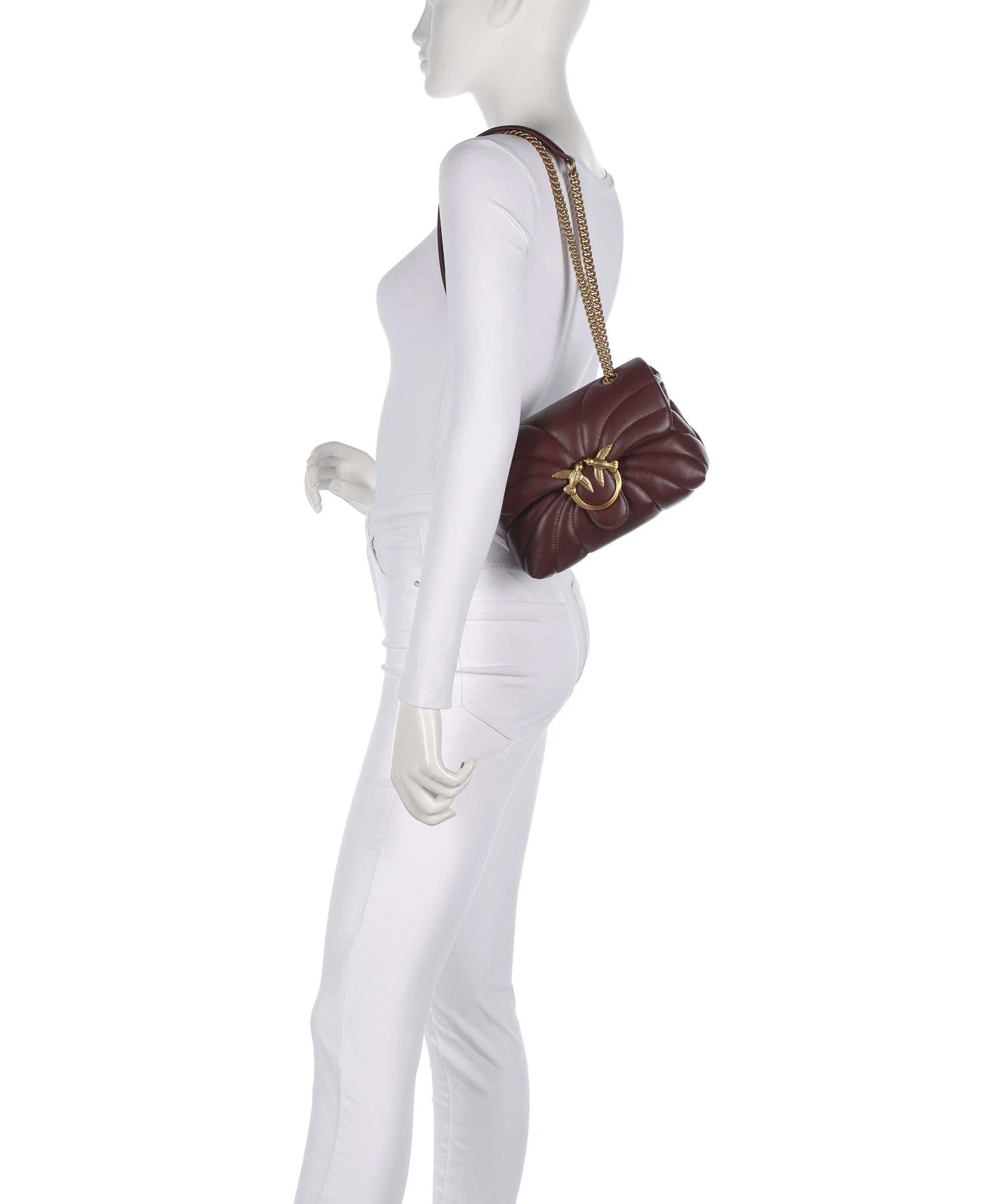 Love Puff Mini Shoulder bag sheepskin leather burgundy wine