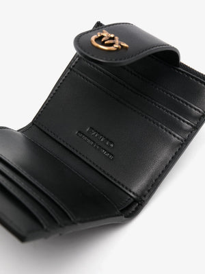 small smooth leather wallet with logo in black