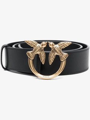 Love Birds logo-plaque leather belt Large