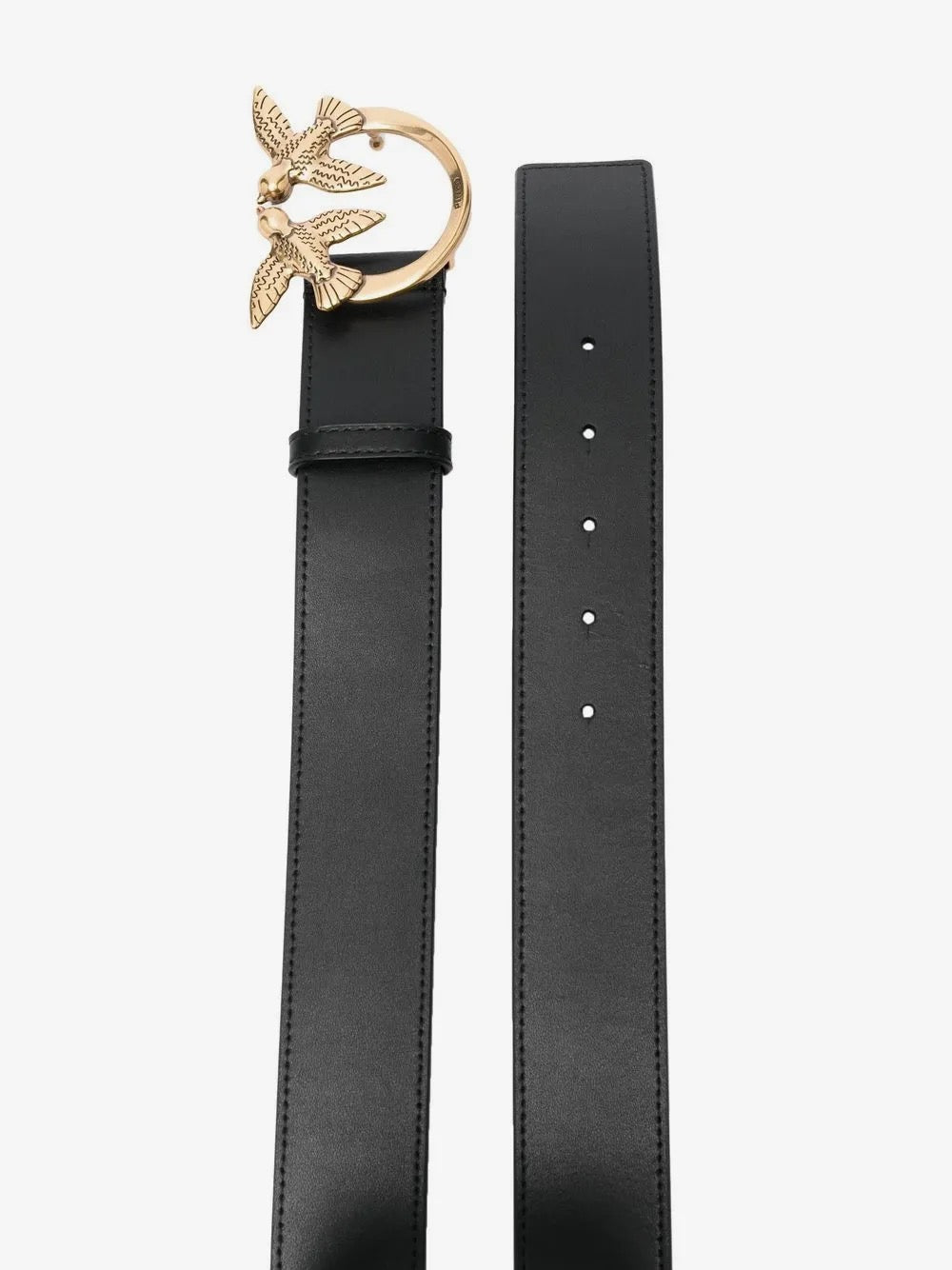 Love Birds logo-plaque leather belt Large