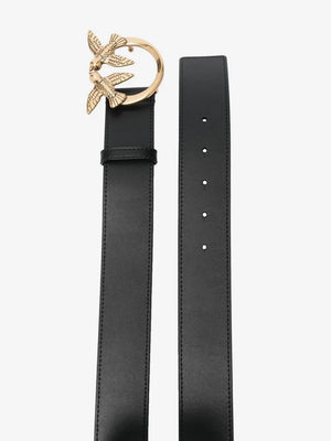 Love Birds logo-plaque leather belt Large
