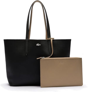 Anna Reversible Tote with Pouch | Black and Beige