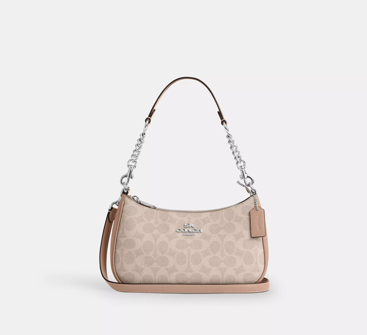 Teri Shoulder Bag In Signature Canvas /Silver/Sand/Taupe