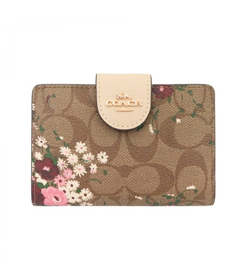 Medium Corner Zip Wallet in Signature Canvas with Floral Print