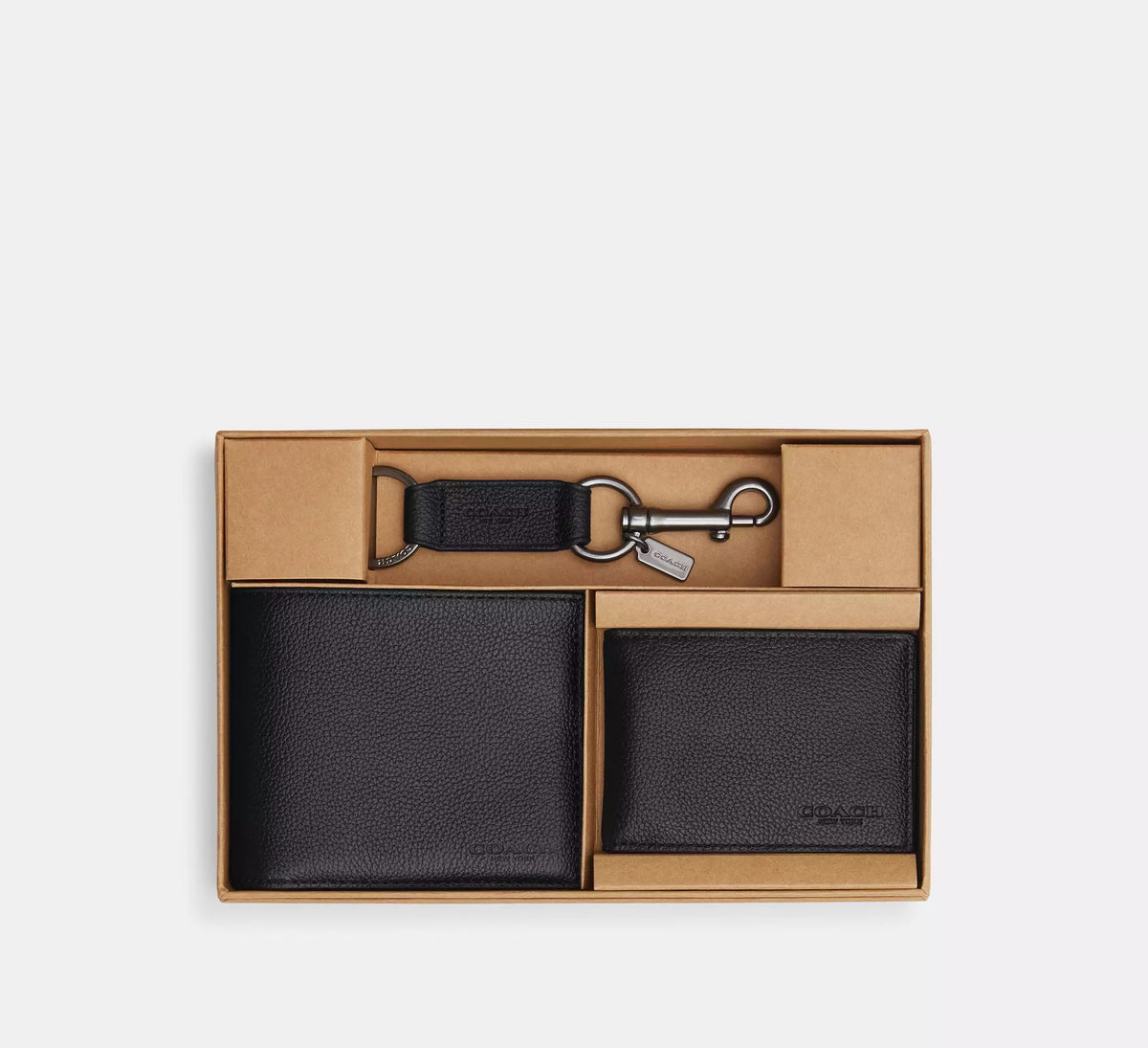 Boxed 3-In-1 Wallet Gift Set For Men Black