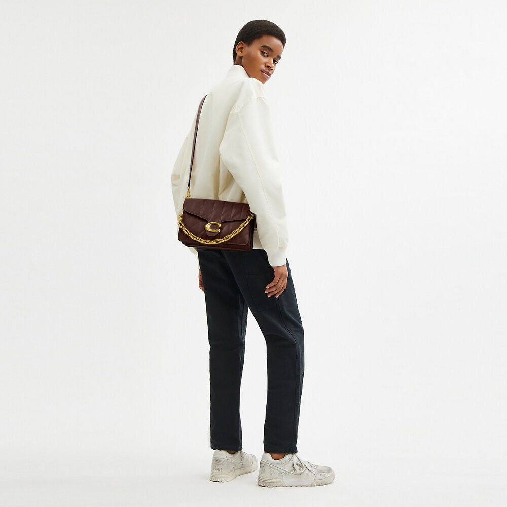 Chain Tabby Shoulder Bag With Quilting Brass/Maple