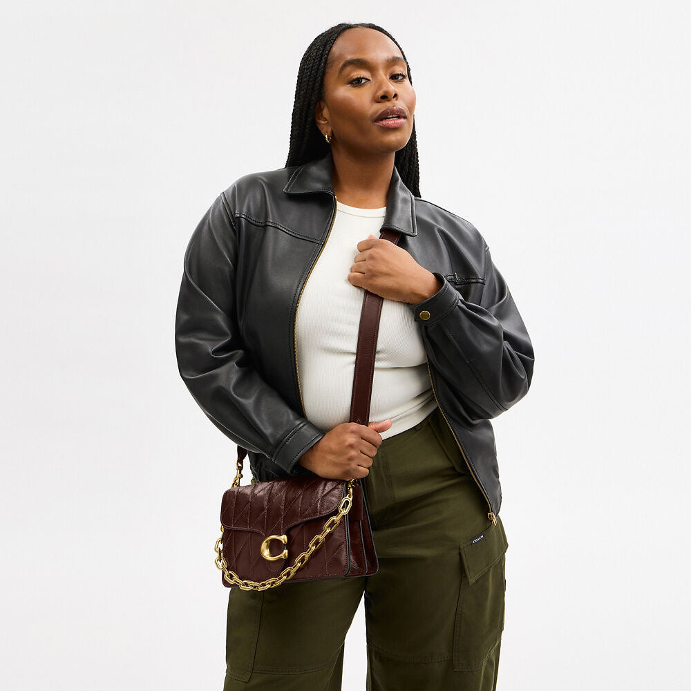 Chain Tabby Shoulder Bag With Quilting Brass/Maple