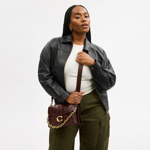Chain Tabby Shoulder Bag With Quilting Brass/Maple