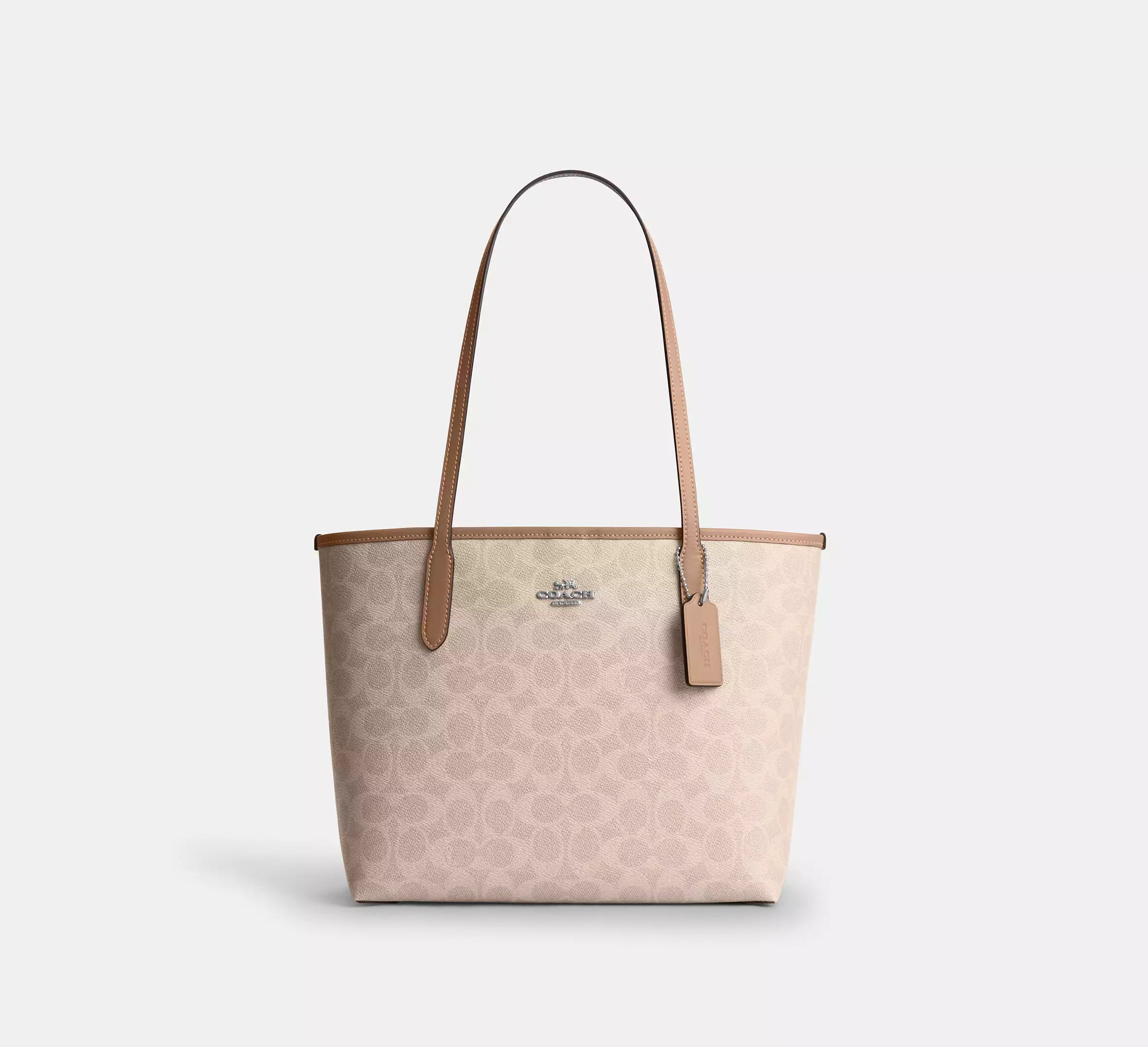 Medium City Tote Bag In Signature Canvas Sand Taupe
