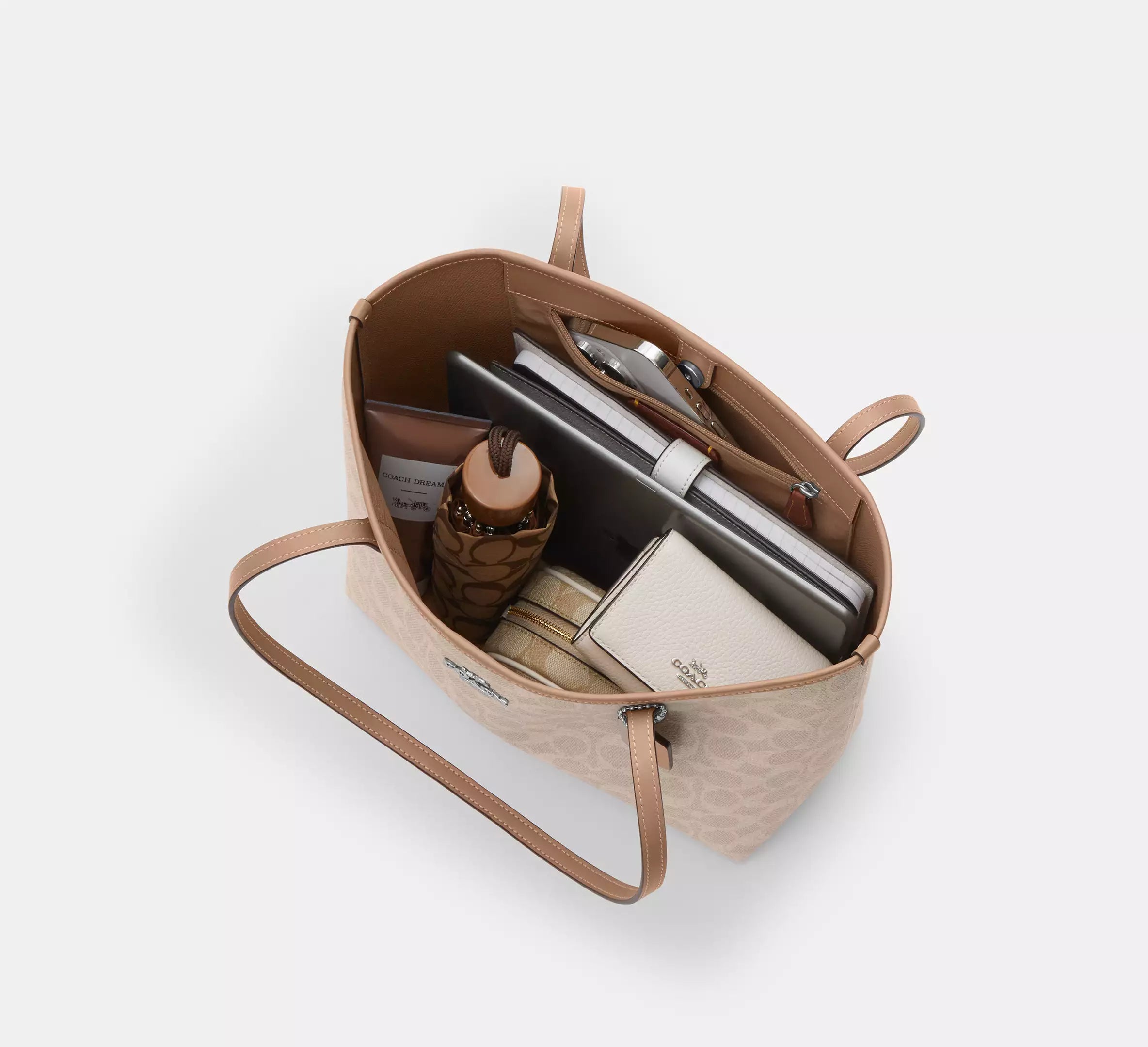 Medium City Tote Bag In Signature Canvas Sand Taupe
