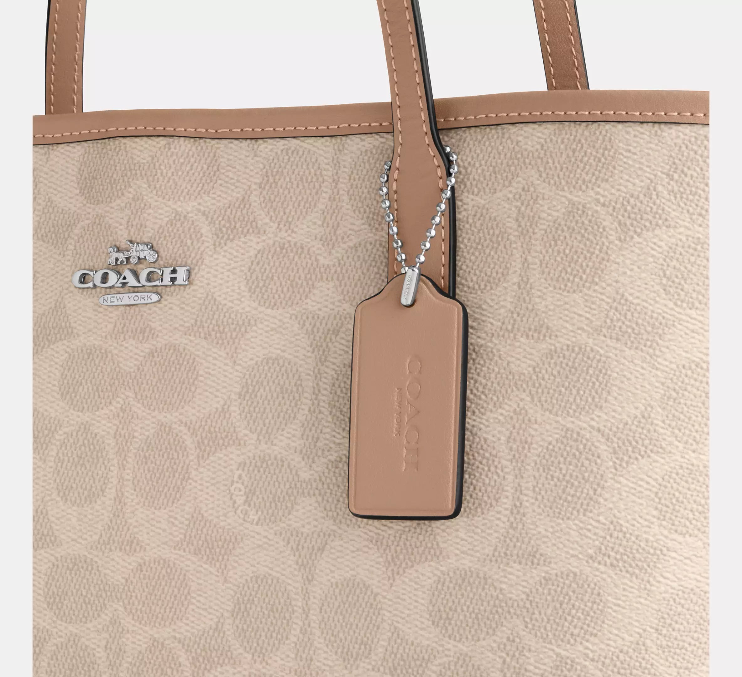 Medium City Tote Bag In Signature Canvas Sand Taupe