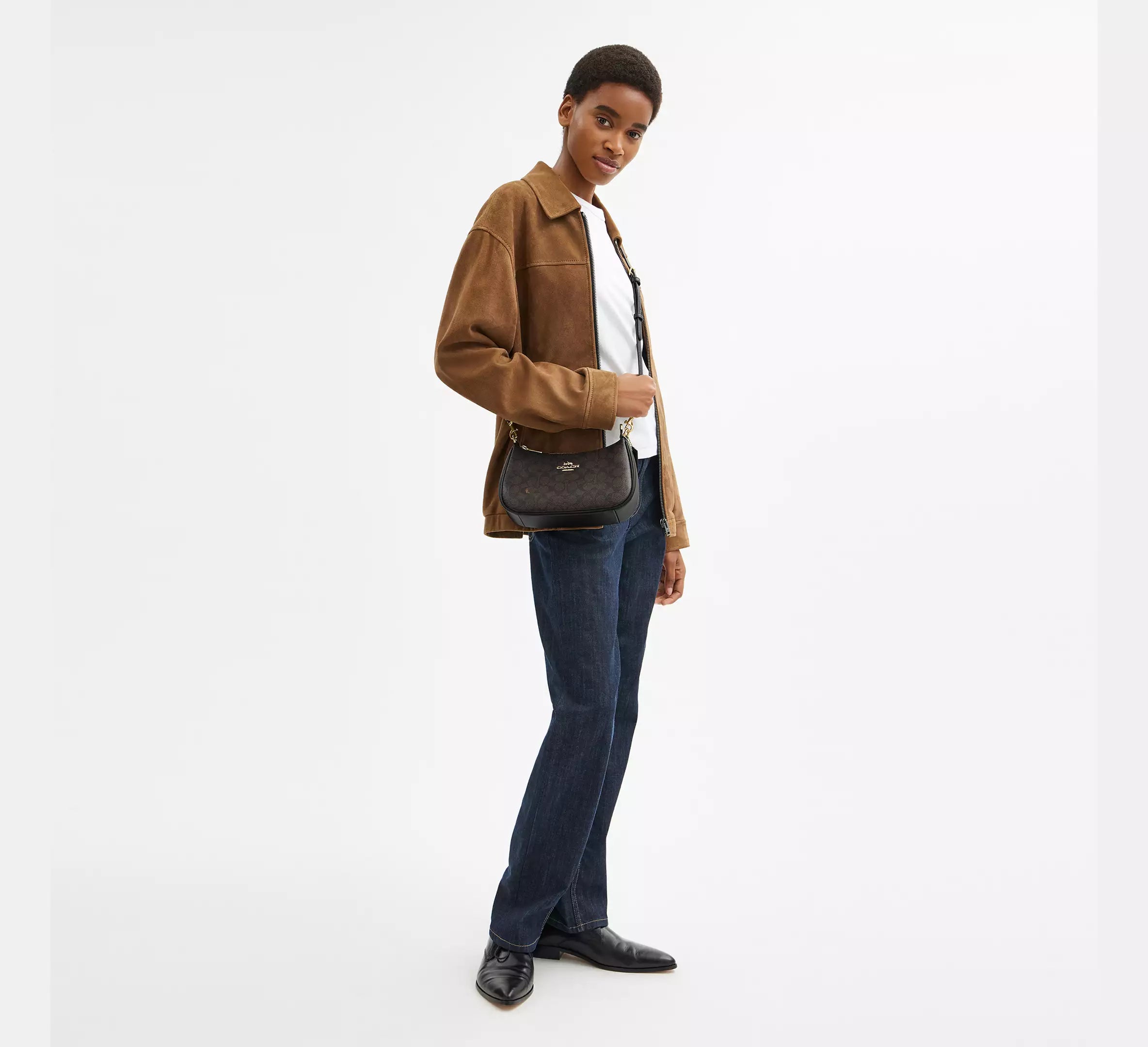 TERI SHOULDER BAG IN SIGNATURE CANVAS Brown