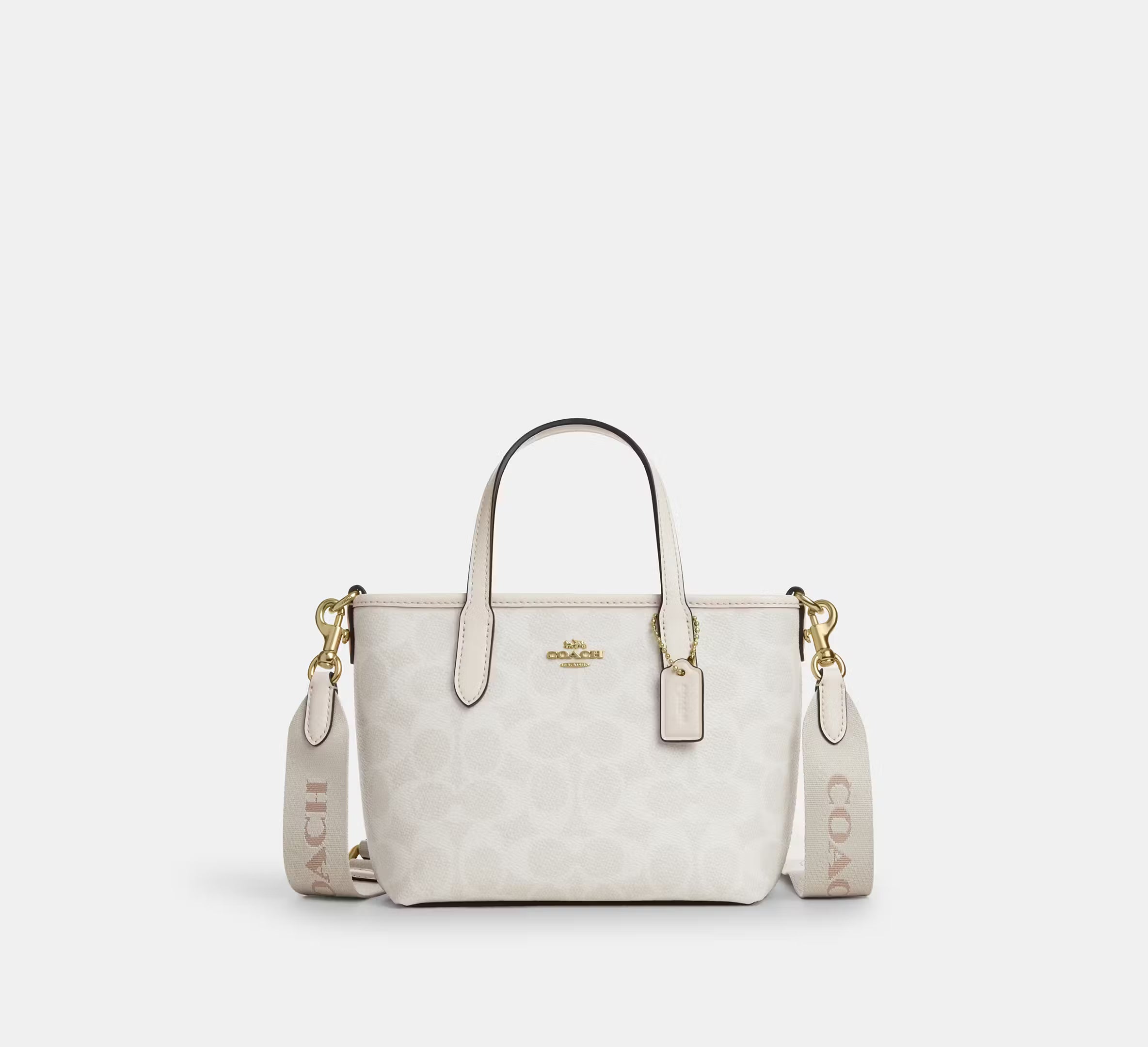 Coach City Mini Tote Bag In Signature Canvas White/Chalk