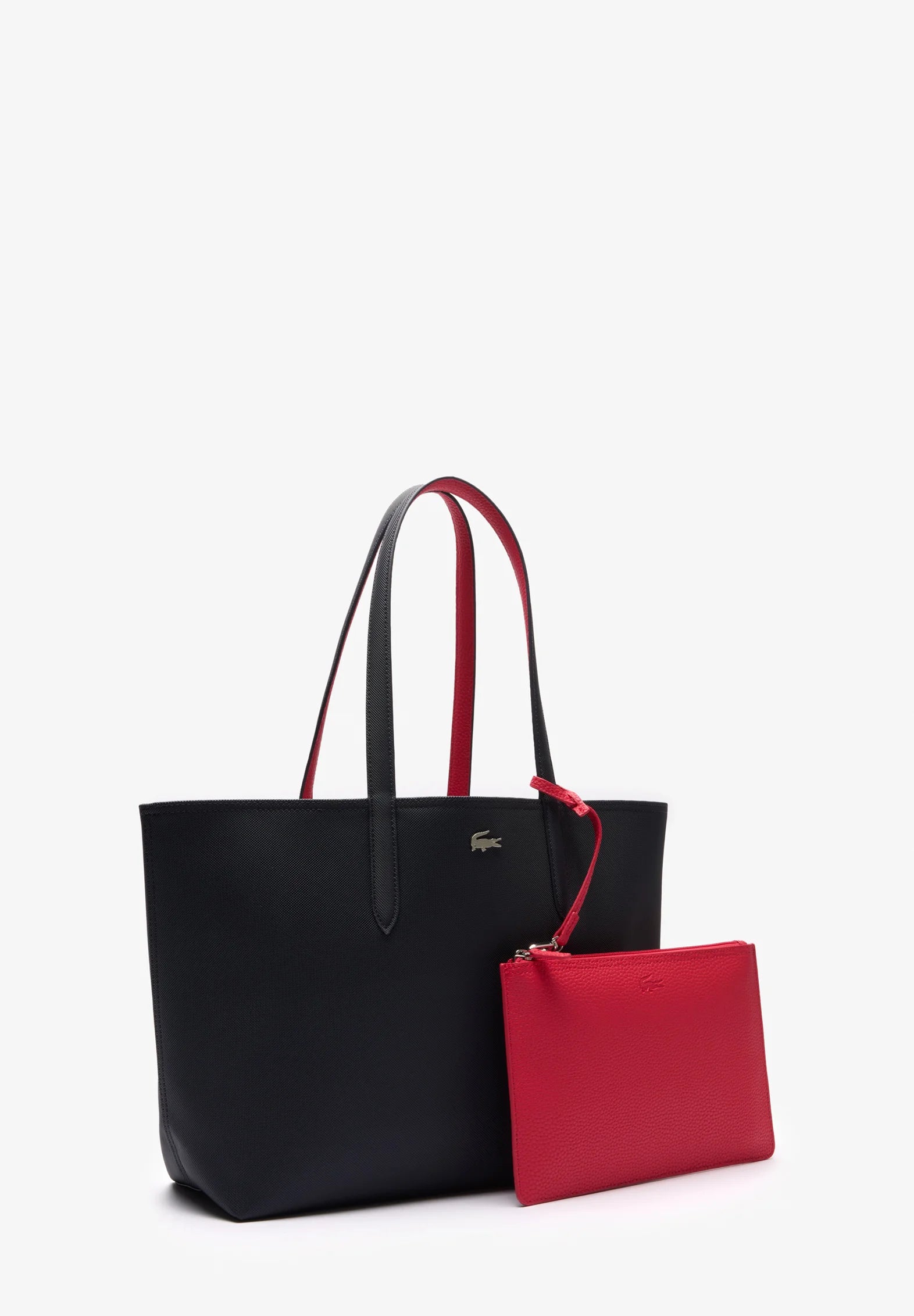 Anna Reversible Tote with Pouch Black and Red