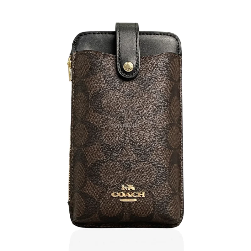 North South Brown Signature Canvas Sling Phone Bag
